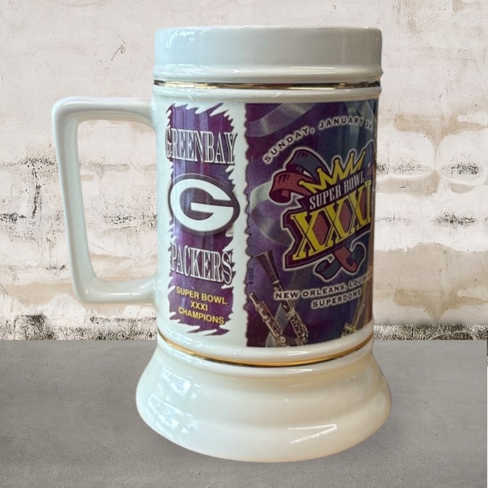 GREEN BAY PACKERS Super Bowl XXXI SB 31 Champions Beer Mug Stein Bourbon Street